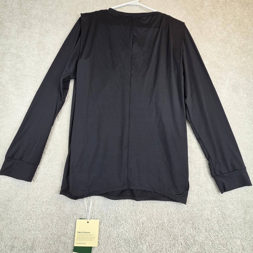 Halara Womens Black Long Sleeve Crew Neck Athletic Top Size M 02837004 NWT - Picture 2 of 8